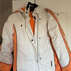 Women’s white and orange ski jacket